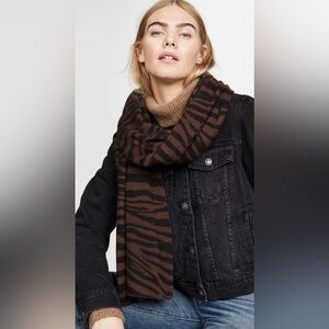 Madewell Zebra-Print Scarf In Black and brown 90” x 10”